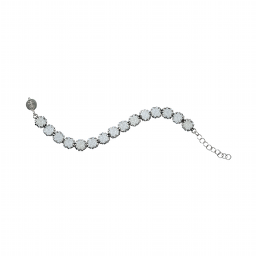 Pulsera Diamantes Cuadrados Plata Ajustable Transparente